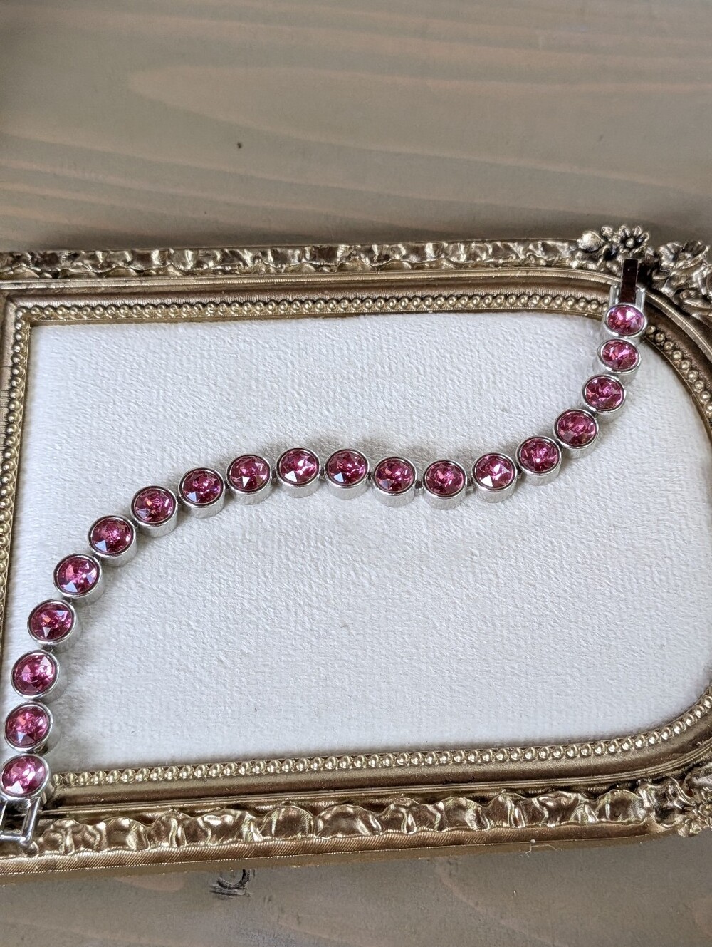 Touchstone Crystal by Swarovski Pink Crystal Tennis Bracelet | TCS Stainless - Picture 3 of 5
